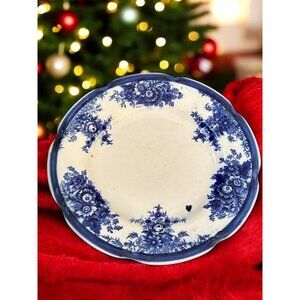 Antique Mellor & Co. Flow Blue 9" Dinner Plate Vernon Scalloped  + Plate hanger